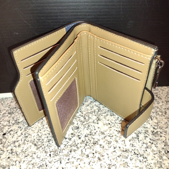BAELLERRY Faux Leather Khaki Wallet 4”x5" Multiple Card Slots.Pouch for Currency - Picture 9 of 11
